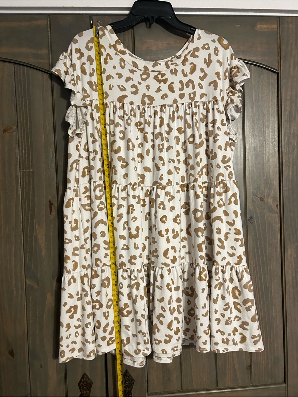 entro Cream and Tan Leopard Print Mini Dress